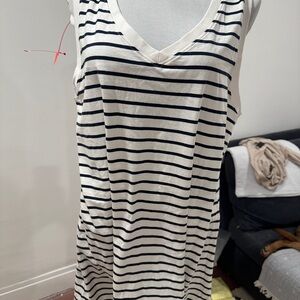 Pact organic cotton Striped Sleeveless Dress sleeveless large beachwear